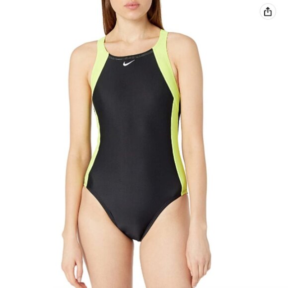 NWT Nike Fast Back Lemon Venom One Piece Swimsuit Sz. 8 - Picture 1 of 2